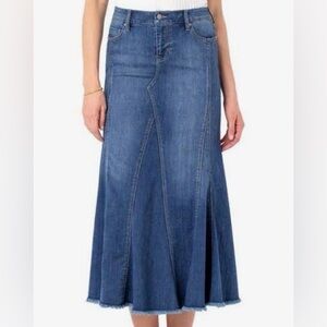 Liverpool Blue Denim Skirt with Paneled Seams